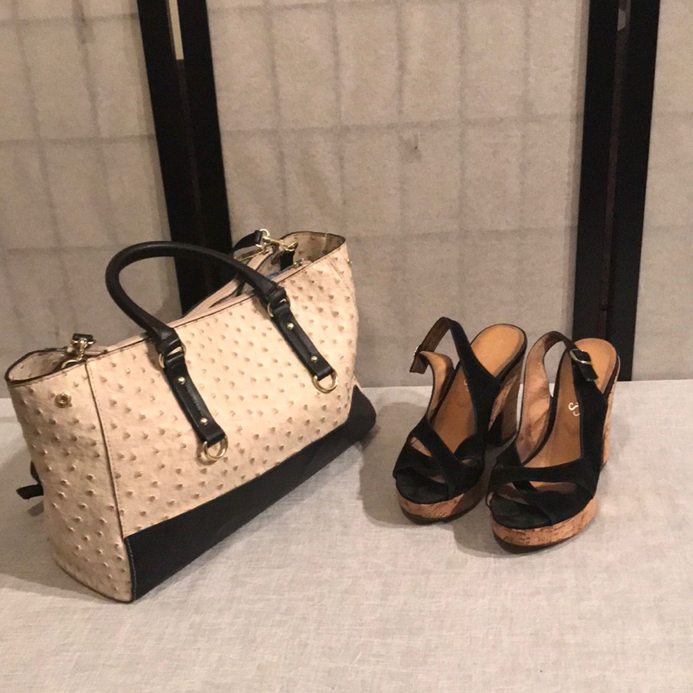 Sugar Sugar black/wood 2” heel sandals